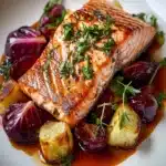 Salmon with Radicchio and Anchovy Sauce First Image First Image