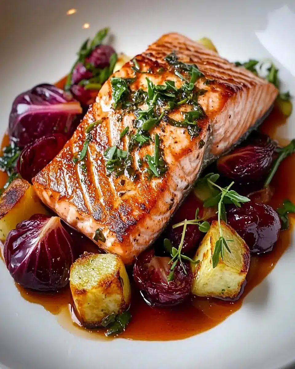 Salmon with Radicchio and Anchovy Sauce: Indulgent & Easy!