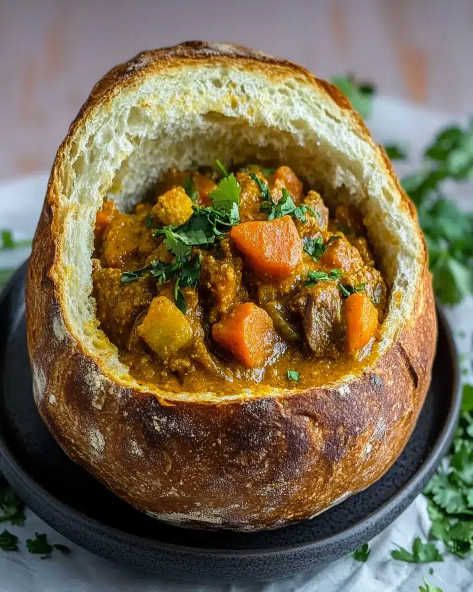 South African Curry in Hollowed Bread: Irresistibly Comforting