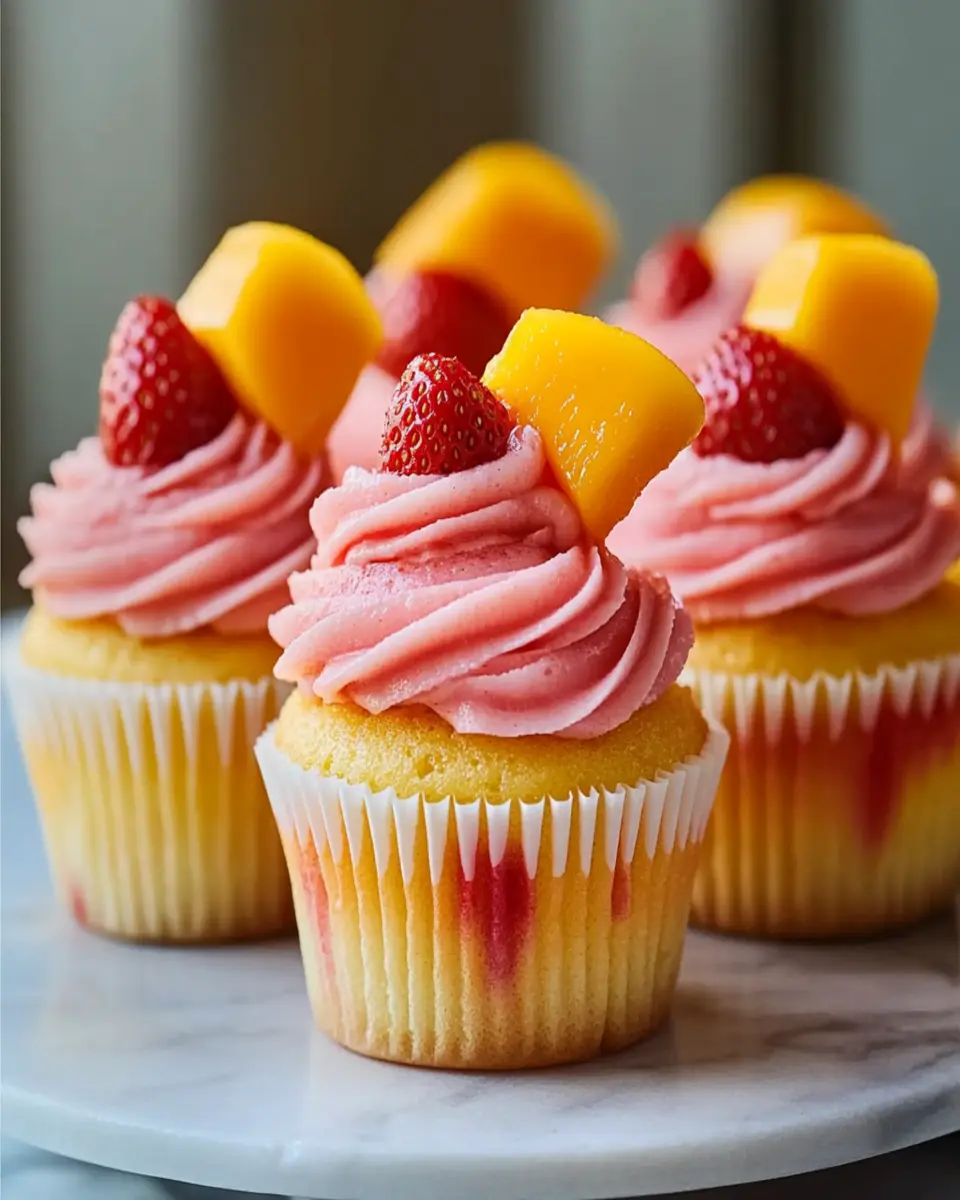 Mango Strawberry Sunset Cupcakes: Irresistibly Moist Delights