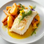 Saffron Tallow Poached Halibut First Image First Image