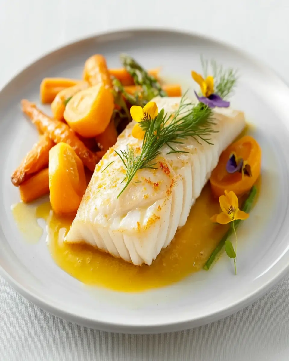 Saffron Tallow Poached Halibut: Indulgent Flavor Awaits