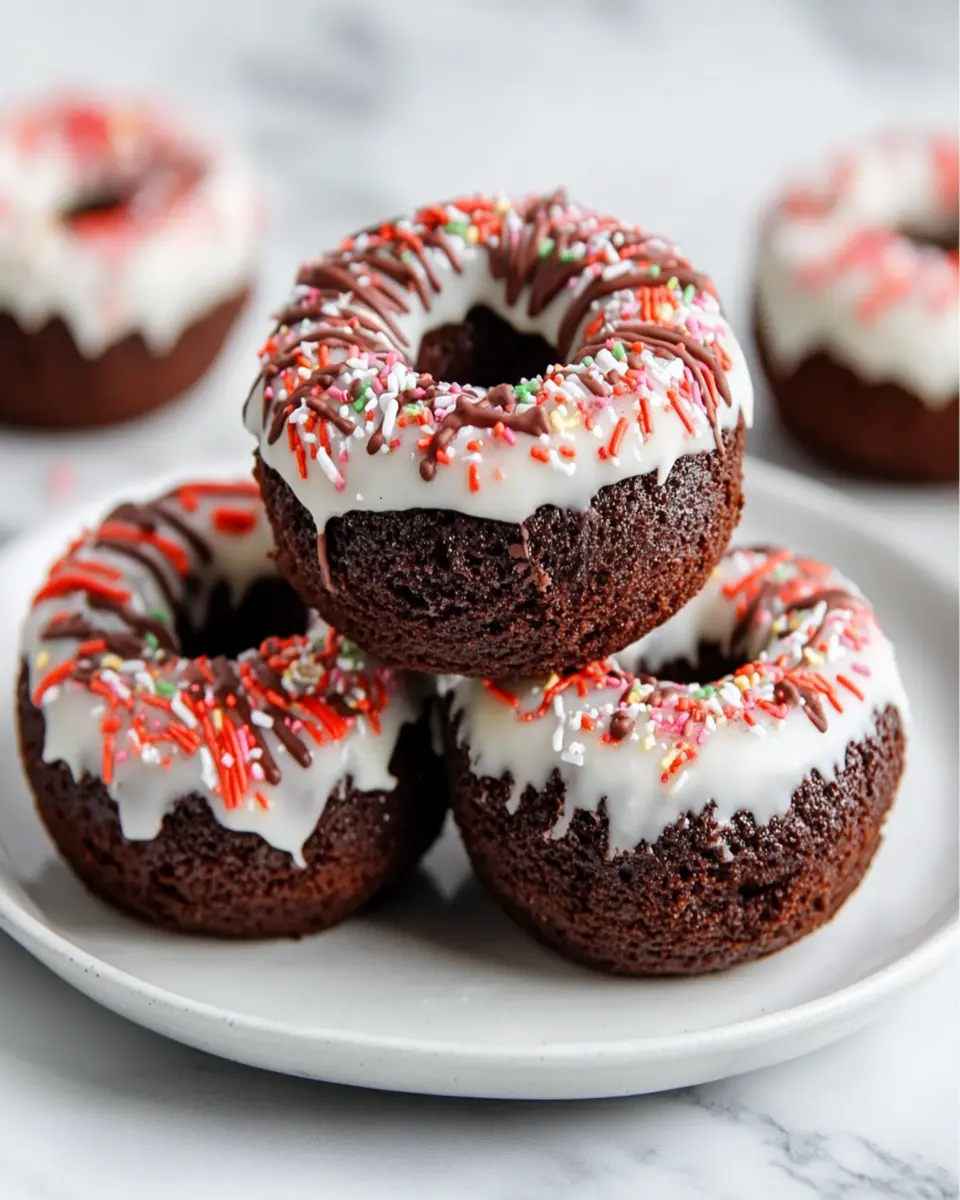 Easy Brownie Mix Donuts: Indulgent Treats with White Chocolate Drizzle