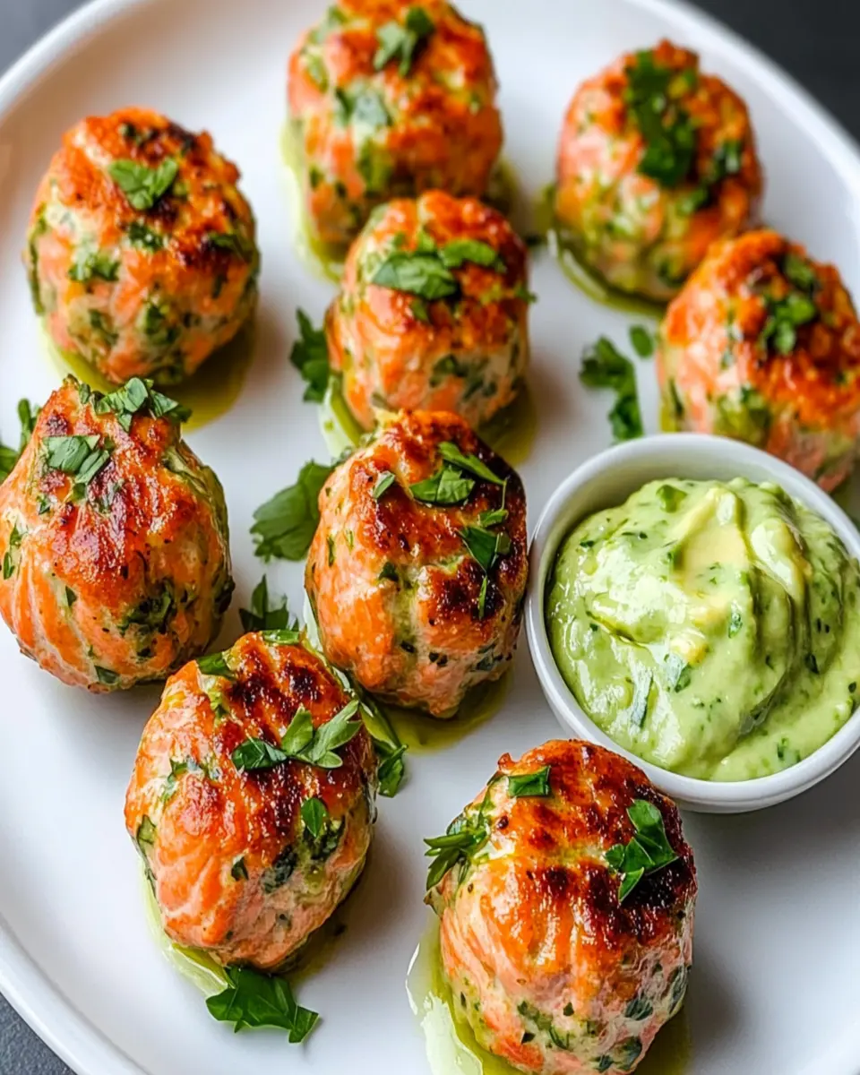 Baked Salmon Meatballs: Indulgent Flavor with Creamy Avocado Sauce
