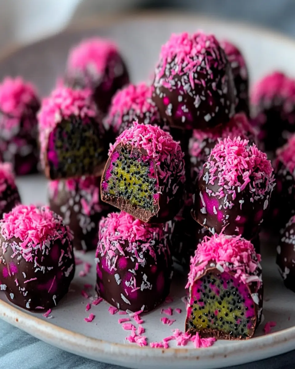 Vibrant Dark Chocolate Treats: Indulgent Dragon Fruit Bliss