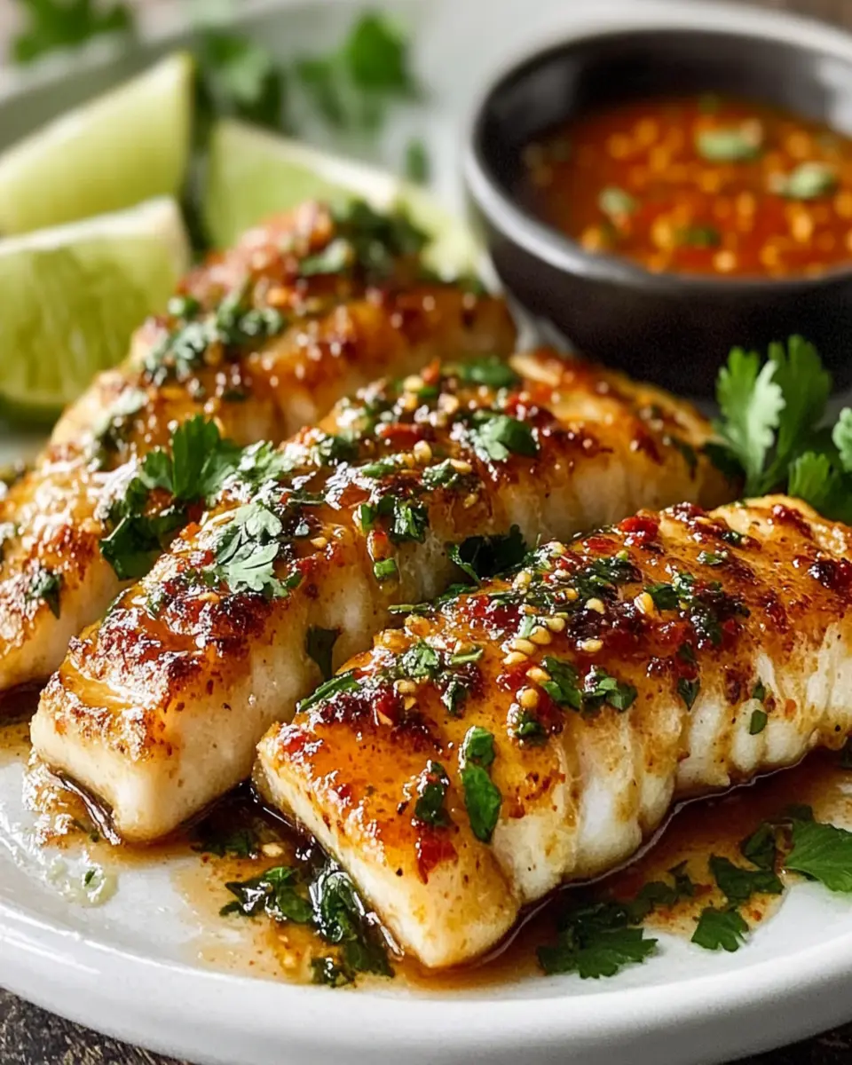 Garlic Butter Cod Strips with Sweet Chili Lime Sauce First Image First Image