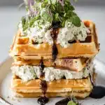 Savory Parmesan Waffle Sandwiches with Basil Ricotta Mousse First Image First Image