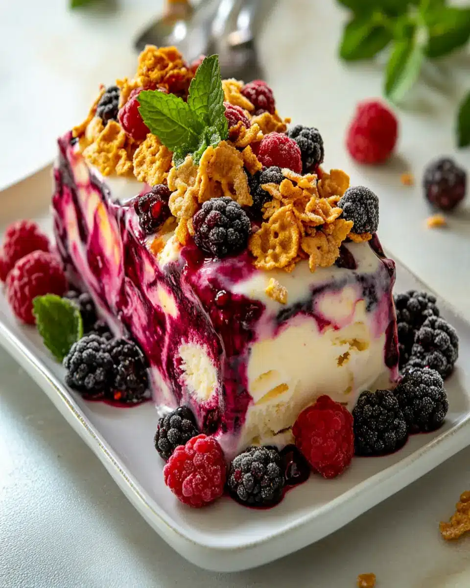 Cornflake Topped Berry Swirl Ice Cream Loaf: The Best Summer Treat