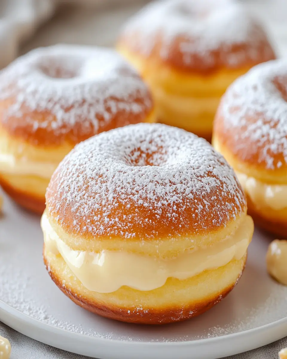 Soft Cream-Filled Donuts: Indulge in Vanilla Custard Bliss