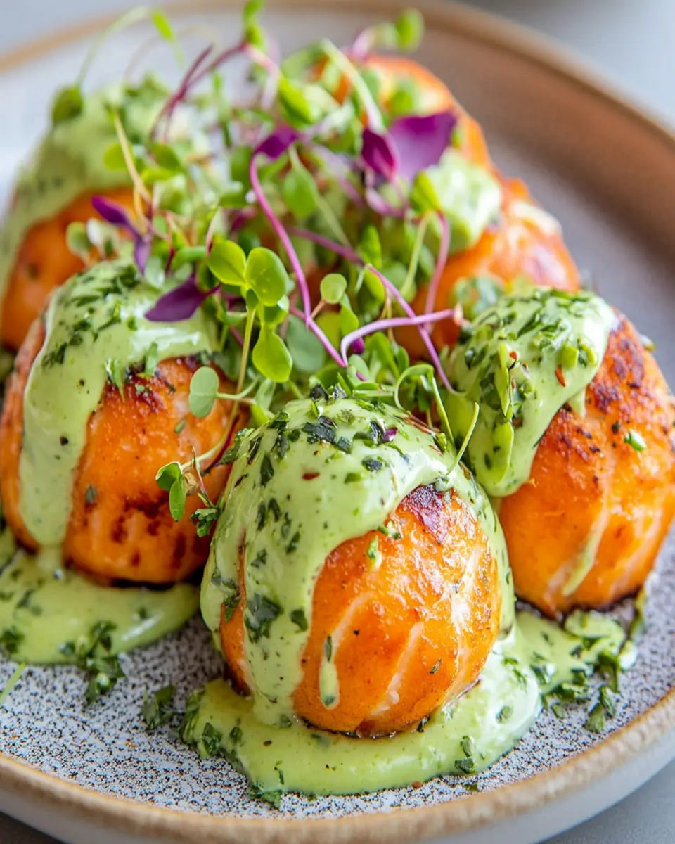 Salmon Balls: Irresistibly Juicy with Creamy Avocado Sauce