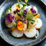 Scallop Crudo with Beef Fat Vinaigrette First Image First Image